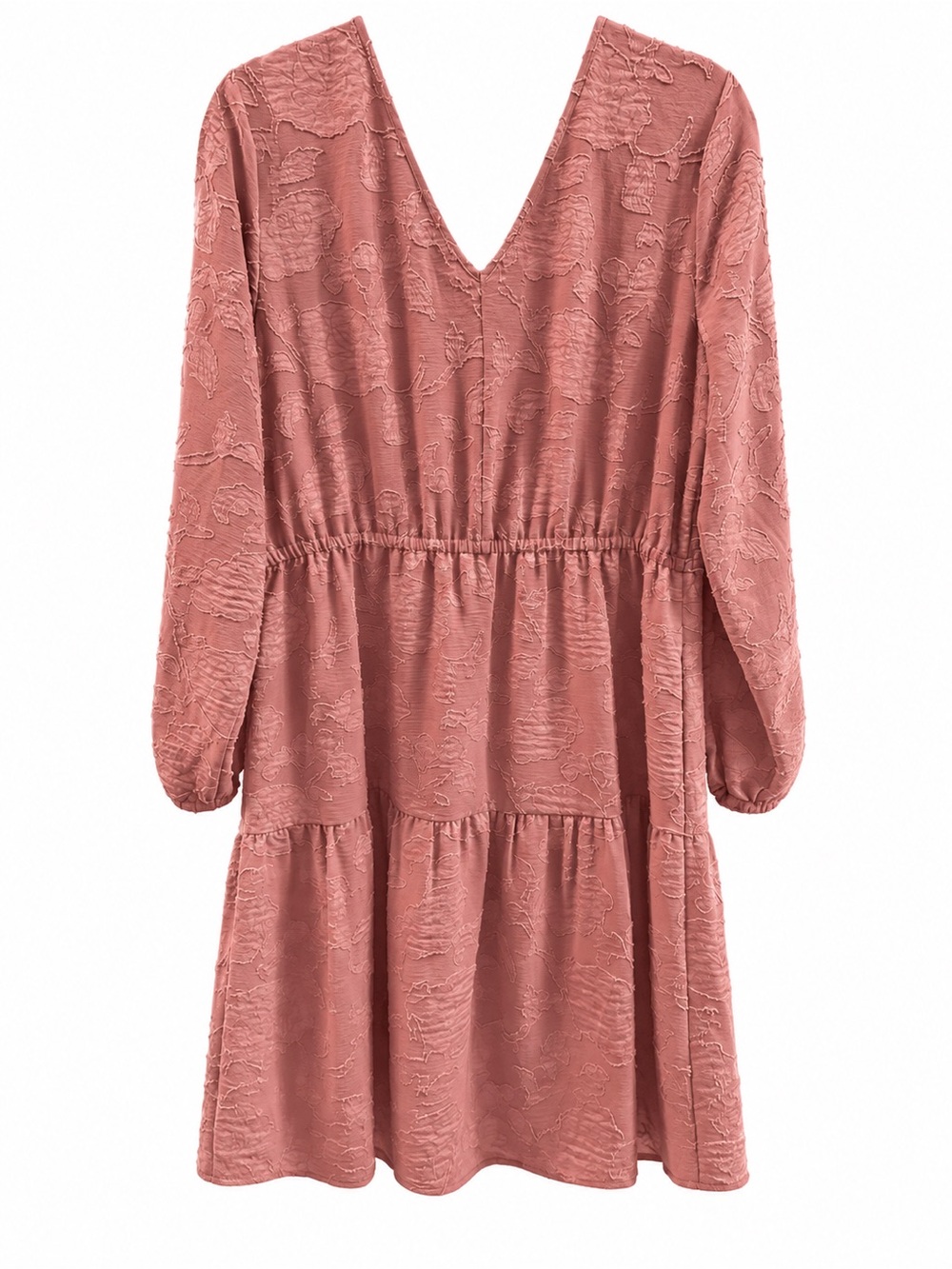 Nina Leonard Dusty Rose Floral Jacquard Tiered Dress M - Picture 4 of 4
